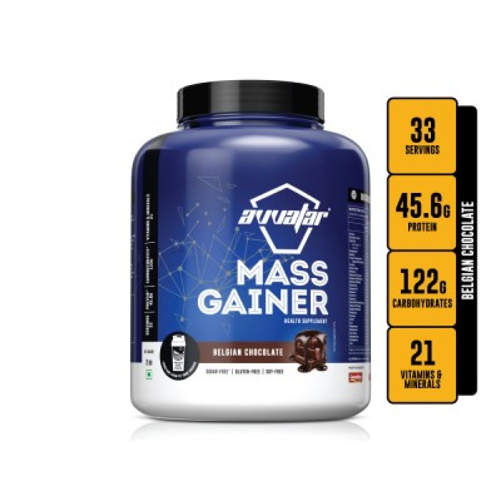 AVVATAR - MASS GAINER | 2KG|BELGIAN CHOCOLATE FLAVOUR | MADE WITH 100% FRESH COW'S MILK